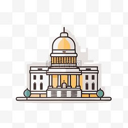 国会图片_国会大厦图标与白色背景上的白色