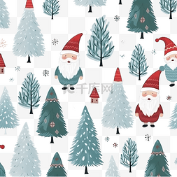 线性图案图片_圣诞节无缝图案新年人物斯堪的纳