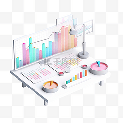 移动端数据表图片_3d 最小营销策略概念业务分析营销