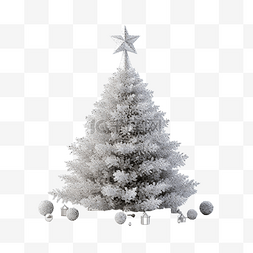 松树银色闪光圣诞节3D渲染新年快