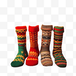 圣诞节时家人穿着羊毛袜的腿在壁