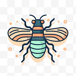 白色背景上有翅膀的彩色蜜蜂 向