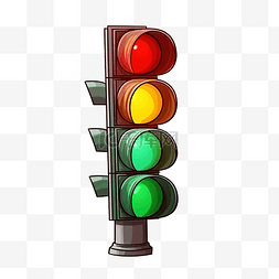 交通灯以卡通风格红灯高于绿色和