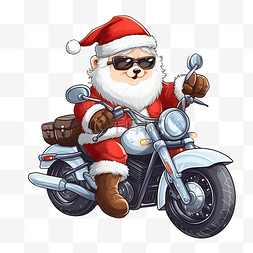 骑摩托车图片_熊卡通人物极地圣诞老人圣诞节骑