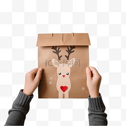 纸袋模版图片_手工制作可爱的驯鹿装饰圣诞纸袋