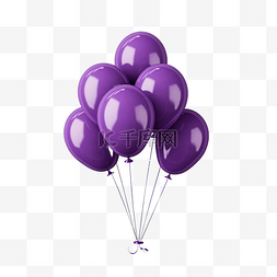 紫色3D氦气球