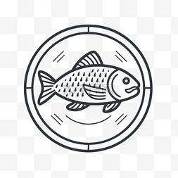 线条矢量图中的鱼标志
