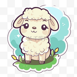卡通可爱小羊图片_可爱的羊儿童动物贴纸 向量
