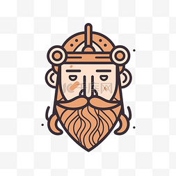 维京人的头，有胡子和皇冠隔离设