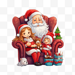 古人苏轼图片_可爱的圣诞老人和孩子们坐在圣诞