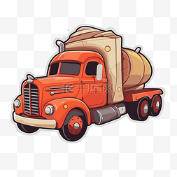 粘土卡车与卡通水泥卡车贴纸白色