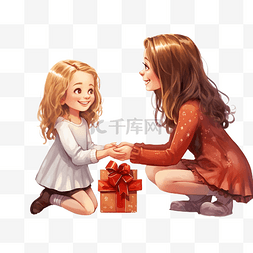 庆祝成功图片_圣诞假期的女孩坐在地板上握手后