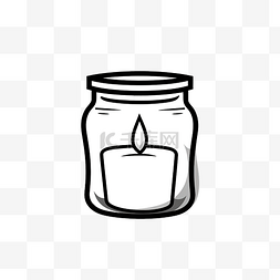 新年透明背景图片_玻璃罐中的简单涂鸦蜡烛在黑色线