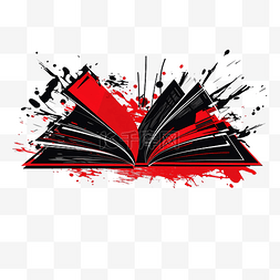 书籍背景图片_黑色和红色封面的书籍插图