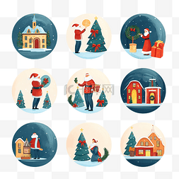 赠品横幅图片_圣诞节 instagram 的平面插图以圣诞