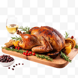 木桌上的感恩节鸡晚宴
