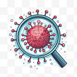 细菌和放大镜图片_最小风格的放大镜和病毒插图