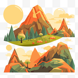 山丘剪贴画 卡通山地景观和山丘
