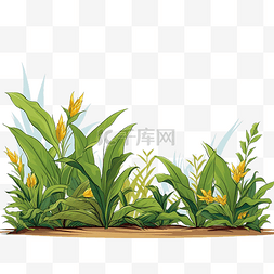 垂直的花图片_香蕉叶和黄草绿色植物的背景图
