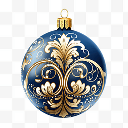 蓝色和金色圣诞摆设装饰风格化插
