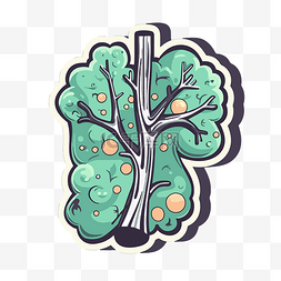 肺背景图片_复古绿树画在深色背景剪贴画上 