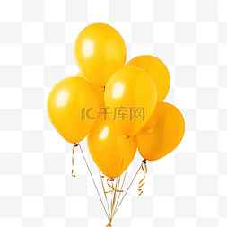 气球字体图片_黄色气球生日庆祝的漂浮装饰