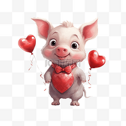 猪拥抱图片_猪心恋爱情人节插画