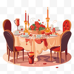 桌布的桌子图片_餐厅餐桌的宴会剪贴画图形卡通 