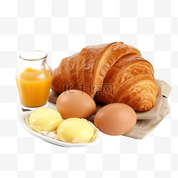 食物丰富图片_煎鸡蛋和牛角面包