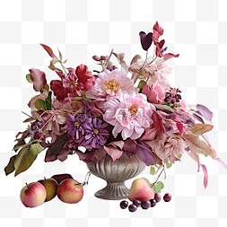 粉色花边框图片_感恩节的中心装饰品有苹果