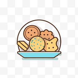盘扣设计图片_带饼干和饼干图标的蓝色板 向量
