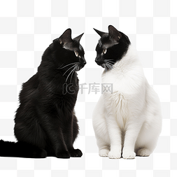 手绘咪咪零食图片_黑猫和白猫相爱