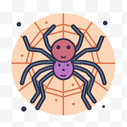 蜘蛛网中间有两张小脸的矢量图
