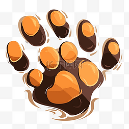 虎爪剪贴画狗爪子或橙色和棕色动