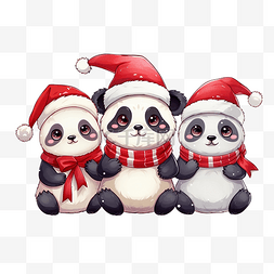 圣诞熊猫熊猫图片_可爱又有趣的卡哇伊熊猫圣诞节戴