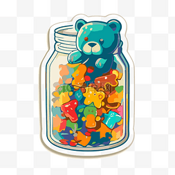 小熊软糖果香图片_一罐糖果中的蓝色泰迪熊贴纸 向