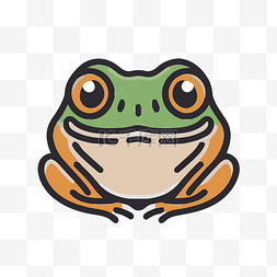 青蛙卡通脸图片_绿色和橙色卡通青蛙标志 向量
