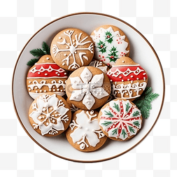 美食圣诞图片_用圣诞图形装饰的圣诞黄油饼干