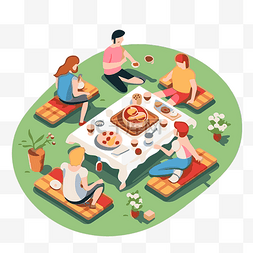 人户外野餐图片_公司野餐剪贴画户外野餐的人等距