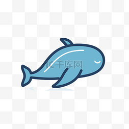 蓝鲸图标图片_白色背景中简单的蓝鲸在空中游泳