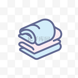 显示蓝色和粉色堆叠卷起的毛巾 