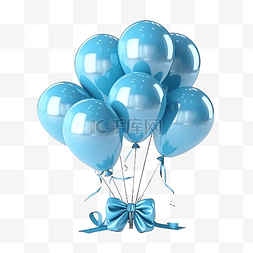 3d 渲染蓝色气球与发光的爸爸父亲