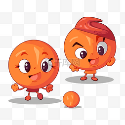 踢球剪贴画两个橙色人物玩球隔离