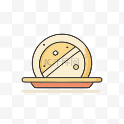盘子矢量图片_代表白色背景上盘子上的披萨的图