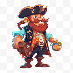海盗剪贴画红头发和棕色胡子的卡