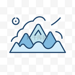 山与云的线线图标 向量