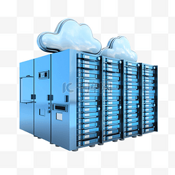 服务器云存储的 3d 插图