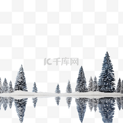 银色雪图片_圣诞场景，有微型冷杉树闪闪发光