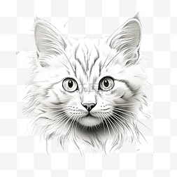 可爱字透明素材图片_可爱的猫线条艺术的数字插图