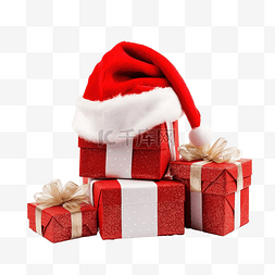 冬青的果实的图片_装满圣诞礼物的圣诞老人帽子